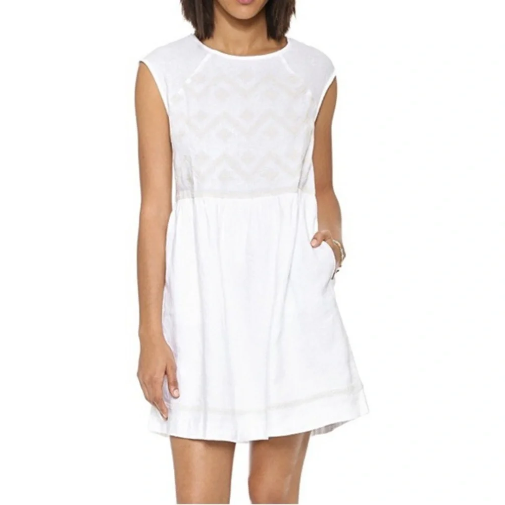 Madewell Sandwave 100% Linen White Mini Dress